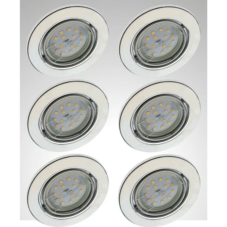 TRANGO LED Einbauleuchte, 6er Set 6729-068MO LED Einbaustrahler in Chrom-Optik schwenkbar inkl. 6x 5 Watt 3000K warmweiß Ultra Flach LED Modul, Einbauspots, Deckenlampe, Badleuchte, Deckenleuchte, Spots – Bild 1