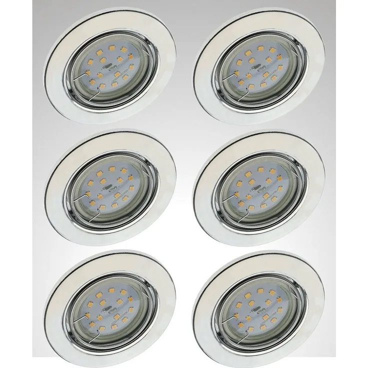 TRANGO LED Einbauleuchte, 6er Set 6729-068MO LED Einbaustrahler in Chrom-Optik schwenkbar inkl. 6x 5 Watt 3000K warmweiß Ultra Flach LED Modul, Einbauspots, Deckenlampe, Badleuchte, Deckenleuchte, Spots