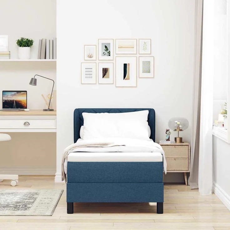 vidaXL Boxspringbett mit Kopfteil Blau 80 x 200 cm Stoff 3340058 – Bild 3