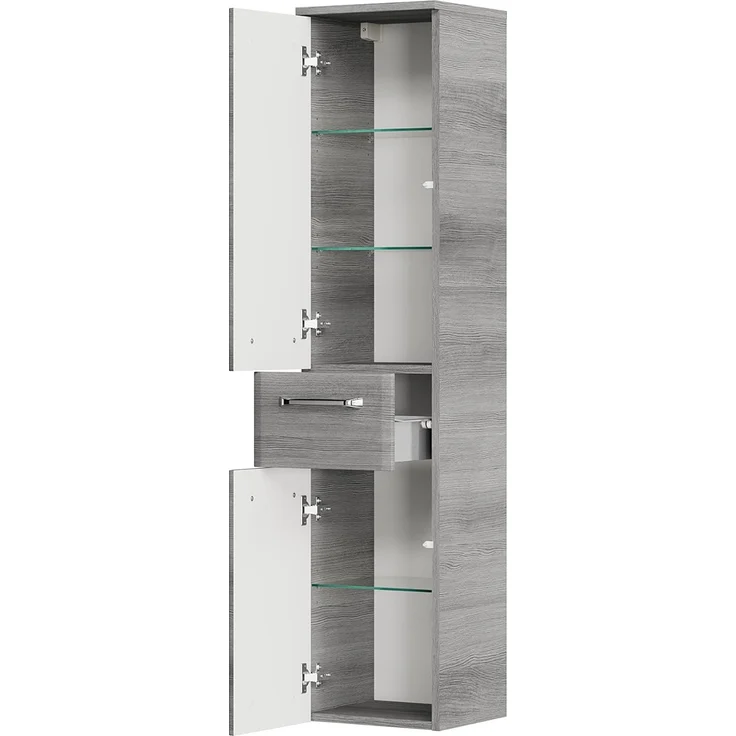 Pelipal Quickset 328 Badmöbel-Set, Holzwerkstoff, Graphit Struktur Quer, 200/105/45 cm – Bild 12