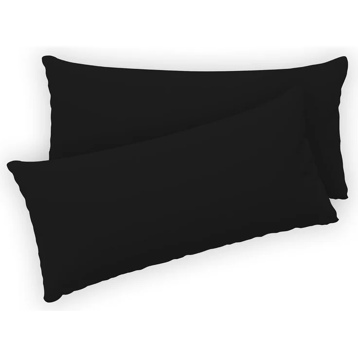 Twinzen® Kissenbezug 40x80 (2er-Set) - 100% Jersey Baumwolle 150 GSM Kissenbezüge - Schwarz - Für Kissenbezüge 40x80 cm - Kissenhülle - Kissenbezug mit Reißverschluss - Oeko-Tex Zertifiziert – Bild 1