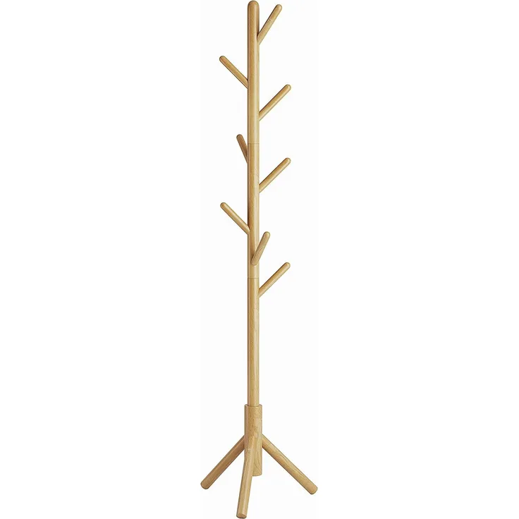 YMYNY Garderobenständer aus Massivholz, Kleiderständer mit 8 Haken, Freistehende Garderobe in Baumform, für Jacken, Hüte, Taschen, Eingangsbereich, Flur(Natürlich) HD-HRF-1193
