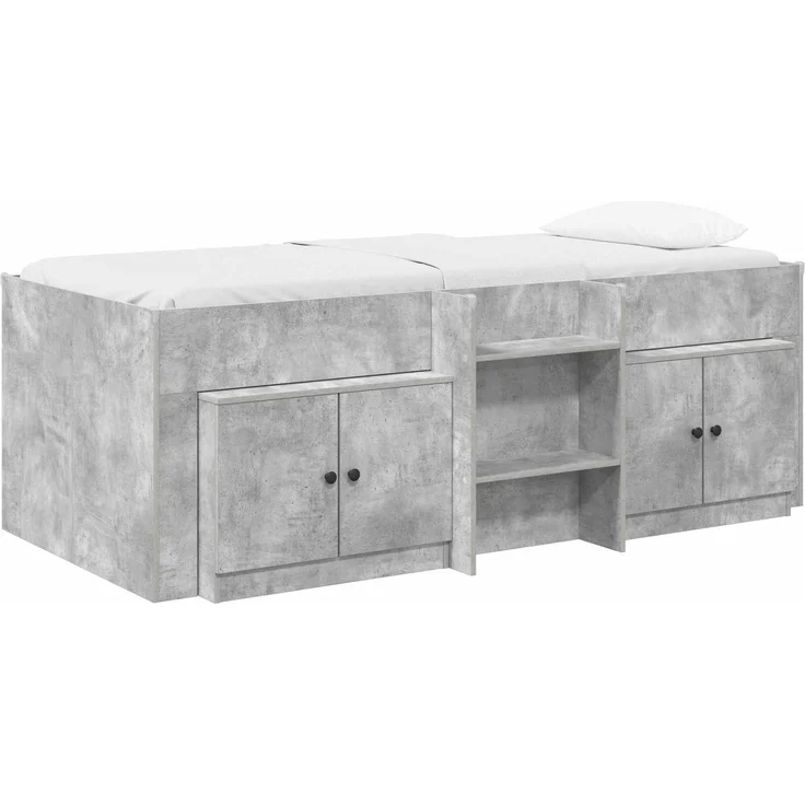 vidaXL Loft Bettgestell mit Schrank 3 Stk. Betongrau Holzwerkstoff 3423377 – Bild 2