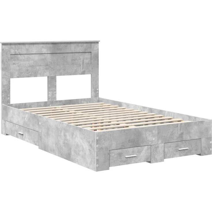 vidaXL Bettrahmen mit Kopfteil Beton Grau 135 x 190 cm Holzwerkstoff 3409998 – Bild 3
