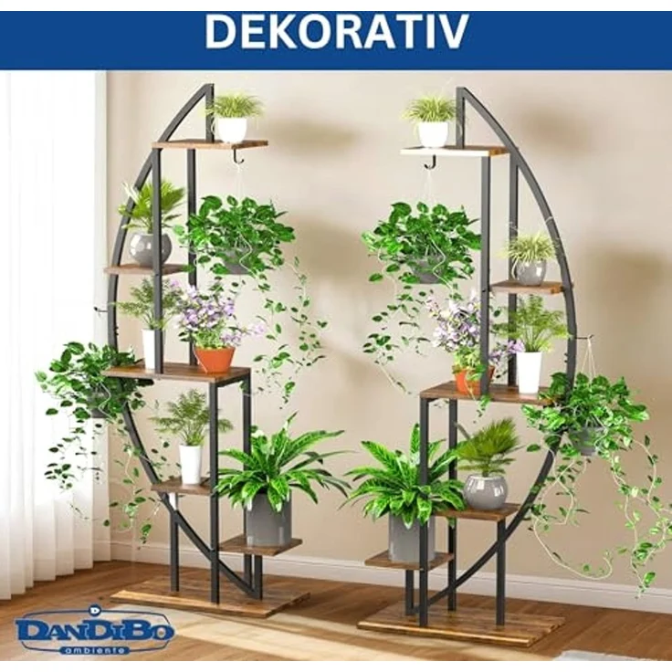 DanDiBo Blumenregal indoor 160 cm Hoch Metall Schwarz Rund 96644 Blumentreppe Groß Halbrund Pflanzenständer Modern Design – Bild 3