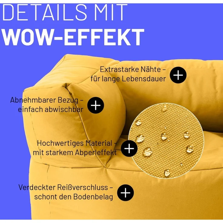 Lumaland Sitzsack-Sessel Modular 96x72x70cm senfgelb – Bild 5