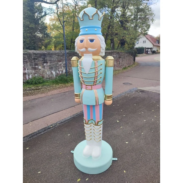XXL Premium Nussknacker auf Standfuss 200 cm Garten Deko Figur Weihnachtsmann v2 – Bild 7