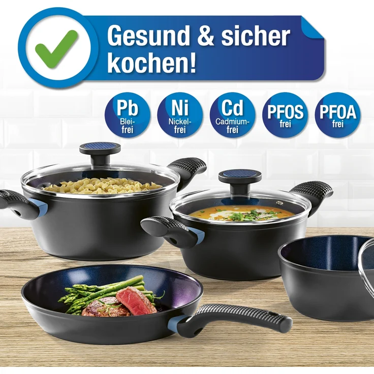 BRATmaxx Koch- & Bratset - 3 Töpfe & 1 Pfanne - Aluminium - antihaftbeschichtet – Bild 2