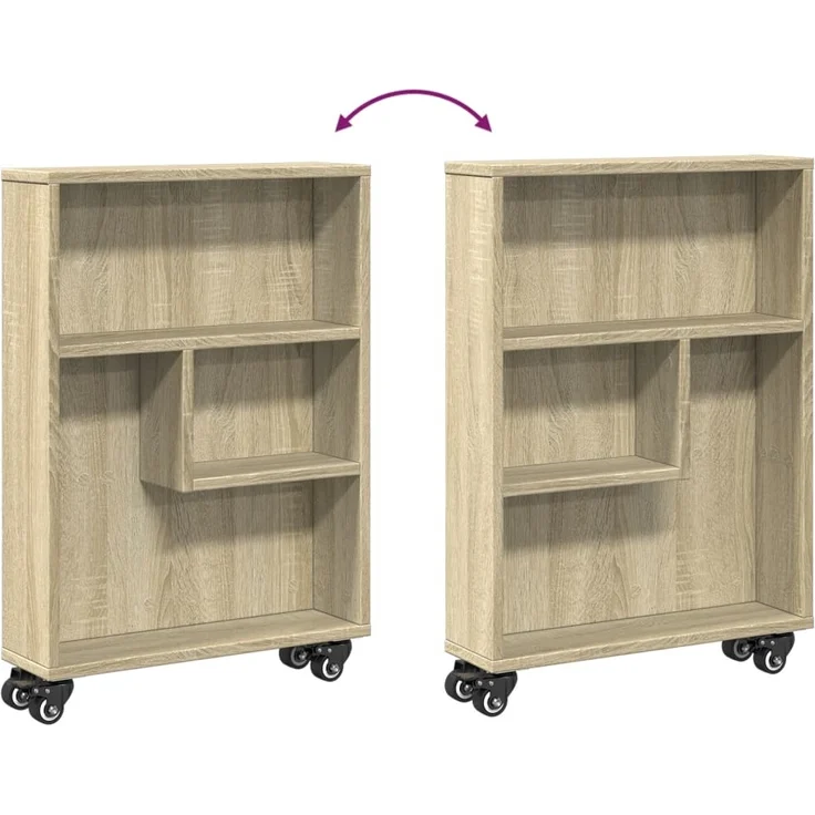vidaXL Schmaler Aufbewahrungswagen Sonoma-Eiche 48 x 13 x 68 cm Holzwerkstoff 855225 – Bild 6
