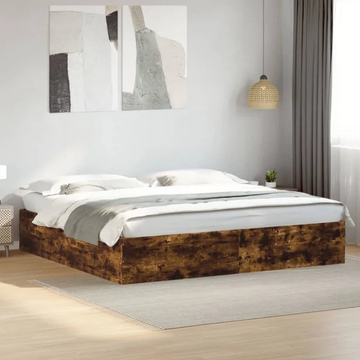 vidaXL Bettgestell Räuchereiche 180x200 cm Holzwerkstoff 3280997 – Bild 2