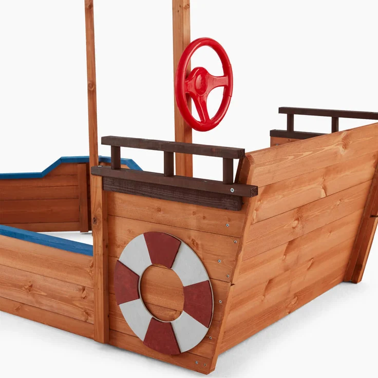 Home Deluxe 'Boot' Sandkasten inkl. Sonnenschutz und Bodenplane, Holz natur / blau, 103 x 78 x 160 cm – Bild 6