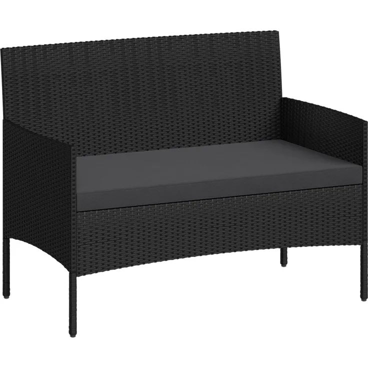 STEELSØN 'Thalora' Gartensofa 2er-Sitzer, inkl. Kissen, schwarz/anthrazit, 84x55x100 cm, aus Polyrattan