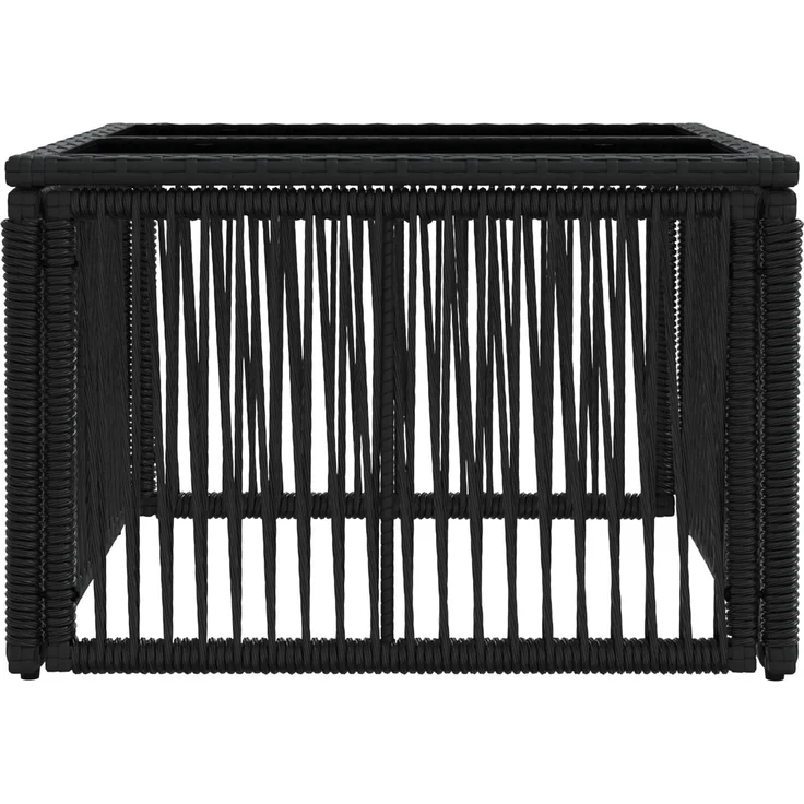 vidaXL Gartentisch Schwarz 55 x 55 x 37 cm PE Rattan und Glas 42035133 – Bild 3
