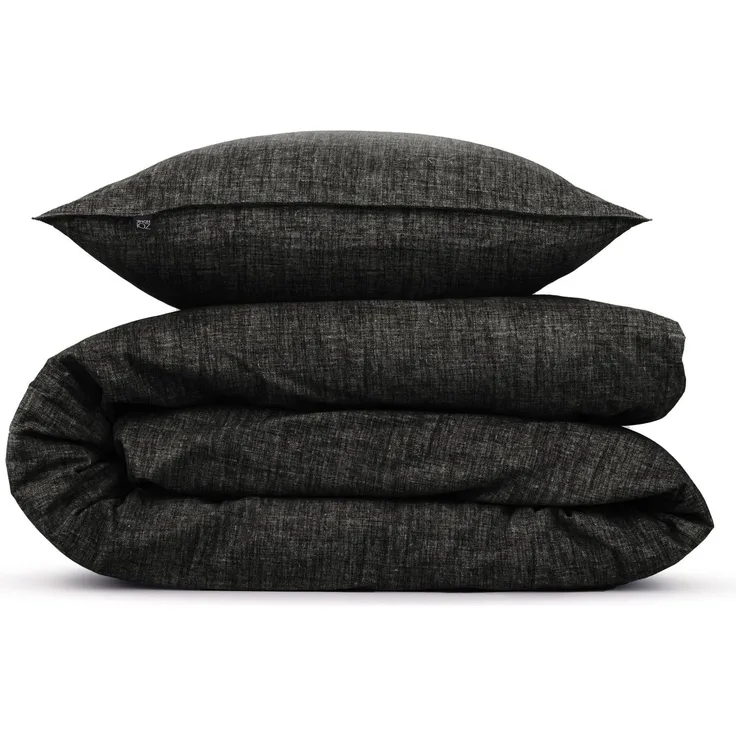 2 Stück Zo! Home Cotton Kissenbezüge 40x80 Lino Midnight black schwarz meliert uni