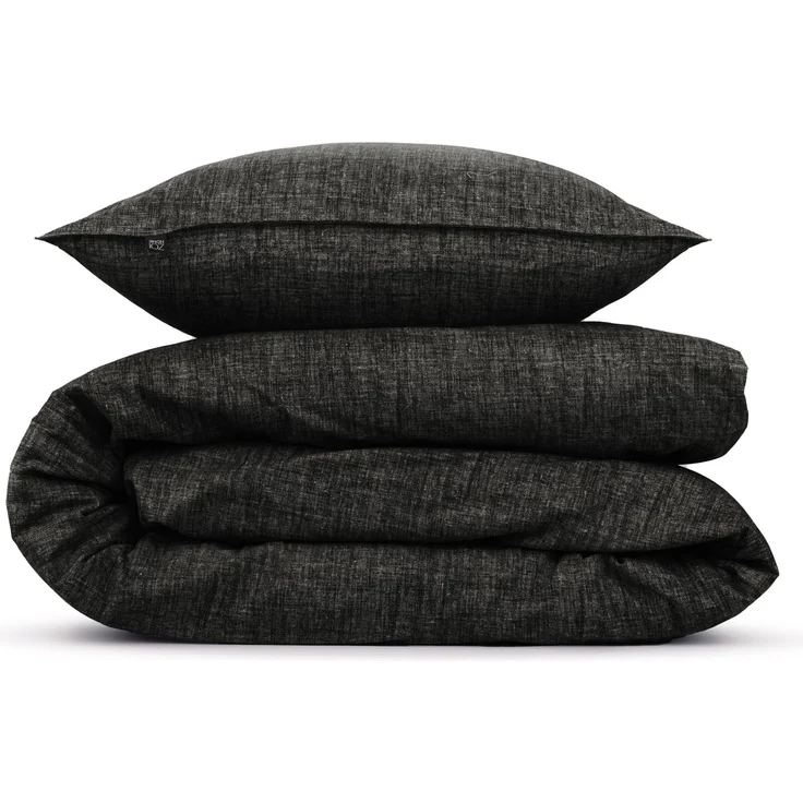 2 Stück Zo! Home Cotton Kissenbezüge 40x80 Lino Midnight black schwarz meliert uni – Bild 1