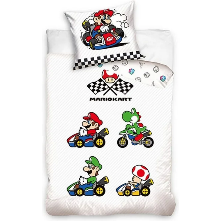 Super Mario Mariokart Bettwäsche Kinderbettwäsche MARIO02-4 135x200 cm + 80x80 cm