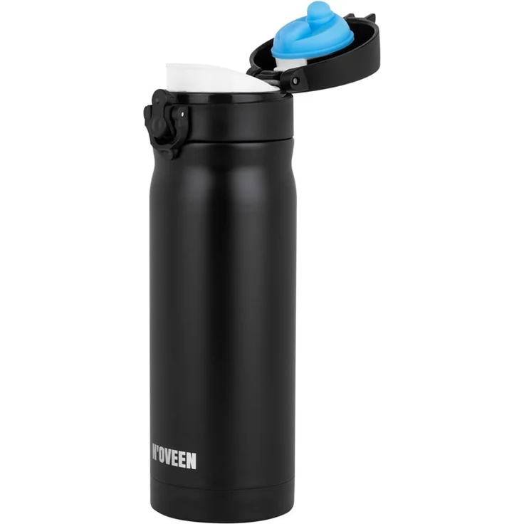 NOVEEN Matte Edelstahlflasche | 400 ml, Schwarz – Bild 2