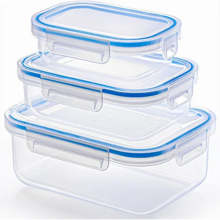 KONZEPT Frischhaltedose mit Deckel 3er Set 600ml/1L/2L,transparent, (3-tlg), BPA-frei, Stapelbar, Für Kühlschrank, Zum Mitnehmen