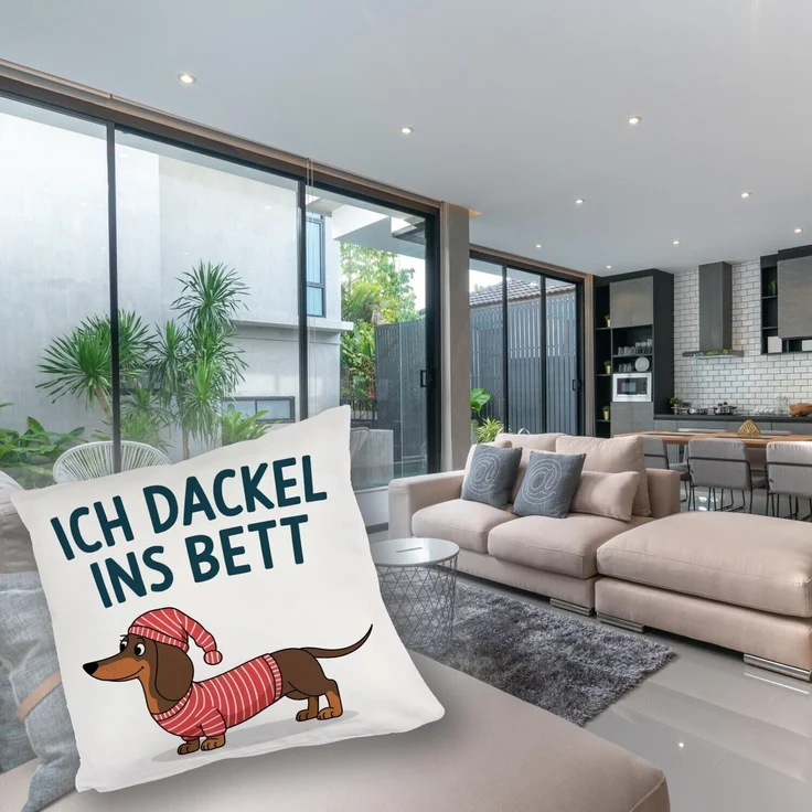 speecheese Dekokissen Dackel im Hemd - Ich dackel ins Bett Kuschelkissen – Bild 5
