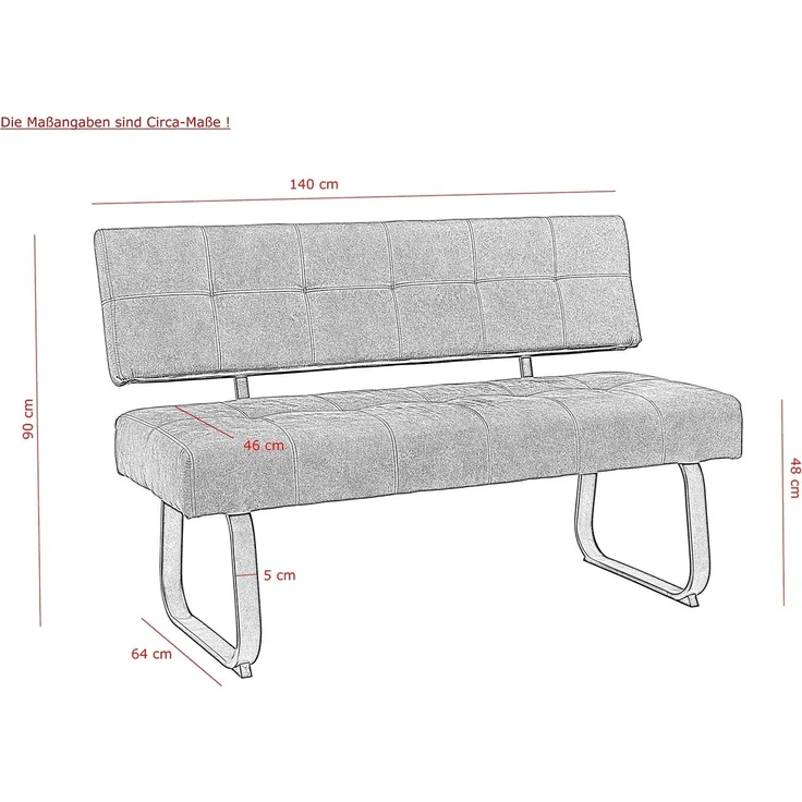 Sitzbank Luise I mit Rückenlehne - Grau, Vintage Optik, 140 x 64 x 90 cm – Bild 4