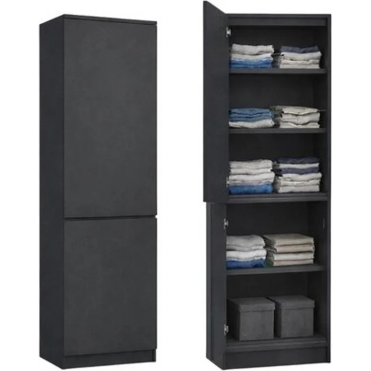 Home Collective Kleiderschrank Garderobenschrank Mehrzweckschrank Schrank platzsparend & vielseitig (50 x 40 x 180,5 cm (BxTxH), ideal für Schlafzimmer Flur & Arbeitszimmer) mit 2 Türig & 5 Einlegeböden in anthrazit – Bild 4