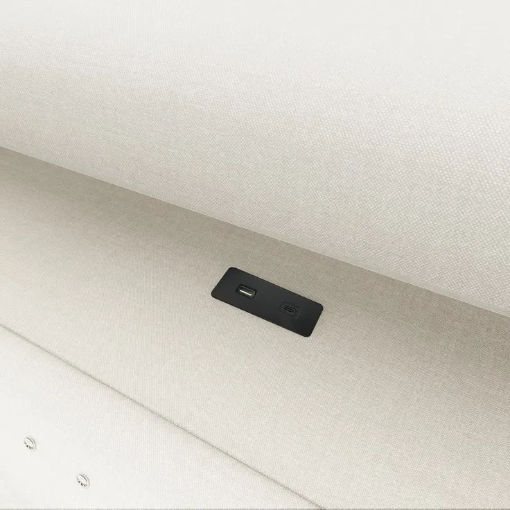 Schlafsofa mit LED-Beleuchtung und Aufbewahrung, Polsterbett mit Lattenrost, 90x200 cm, Einzelbett, Jugendbett, Leinen – Bild 10