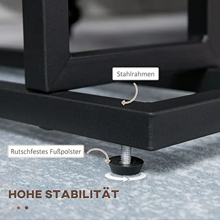 HOMCOM Beistelltisch Sofatisch mit Stahlrahmen (Kaffeetisch, 1-St, Couchtisch), Dunkelbraun+Schwarz, 49 x 19 x 55 cm – Bild 6