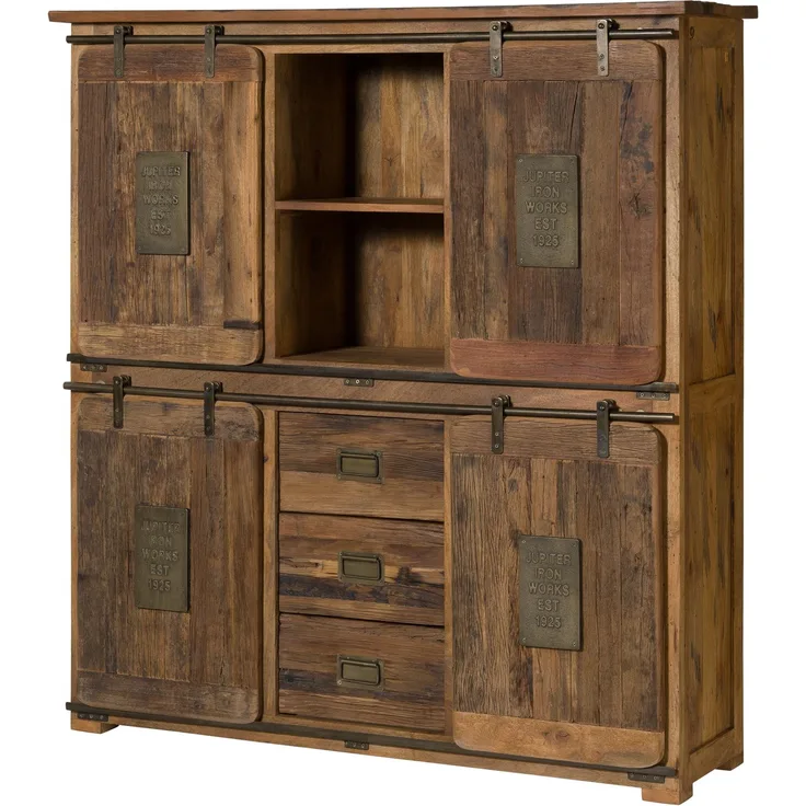 Highboard Mango / Altholz 150x45x160 natur lackiert RAILWAY LIMITED #125