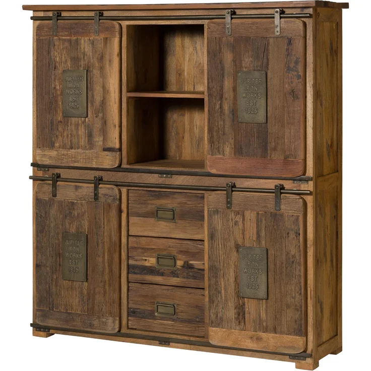 Highboard Mango / Altholz 150x45x160 natur lackiert RAILWAY LIMITED #125 – Bild 1