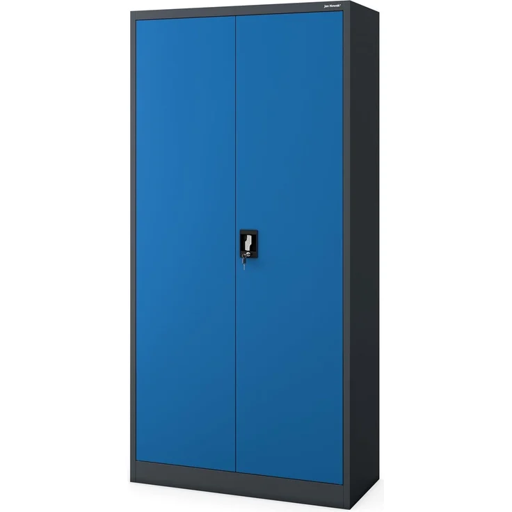 Jan Nowak Metallschrank 185 x 90 x 45 cm | Aktenschrank Abschließbar mit Kleiderstange, Pulverbeschichtung | Aufbewahrungsschrank Umkleideschrank Spind Kleiderstange | Anthrazit-Blau