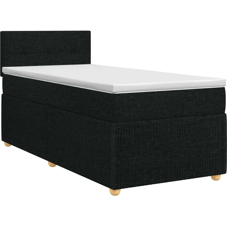 vidaXL Boxspringbett mit Matratze Schwarz 100 x 200 cm Stoff 3451400 – Bild 2