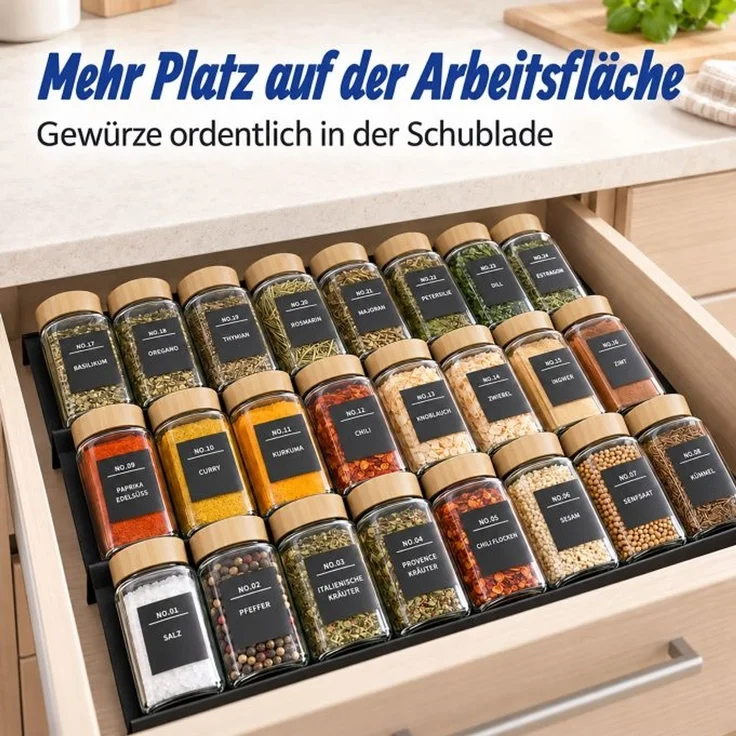 Relaxdays Gewürzregal Schublade 24 Gläser – Bild 2