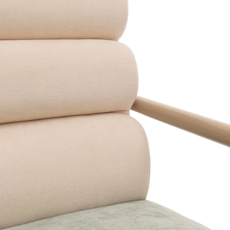 Lounge-Sessel HWC-O38, Cocktail-/Polstersessel Clubsessel, Stoff/Textil (420 g/m²) Metall MVG ~ beige, Polster blau-grün – Bild 7