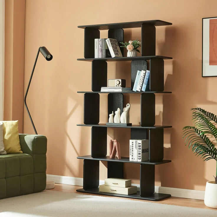 Bücherregal Gäljami 180x100x35 cm Schwarz [en. casa] – Bild 2