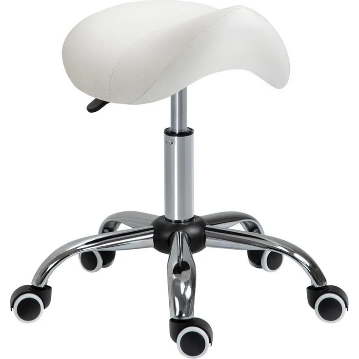 HOMCOM Rollsitz höhenverstellbarer Sattelhocker Drehstuhl Drehhocker (Kosmetikhocker, 1 St, Arbeitshocker), Weiß 52 x 53 x 49-61 cm – Bild 1