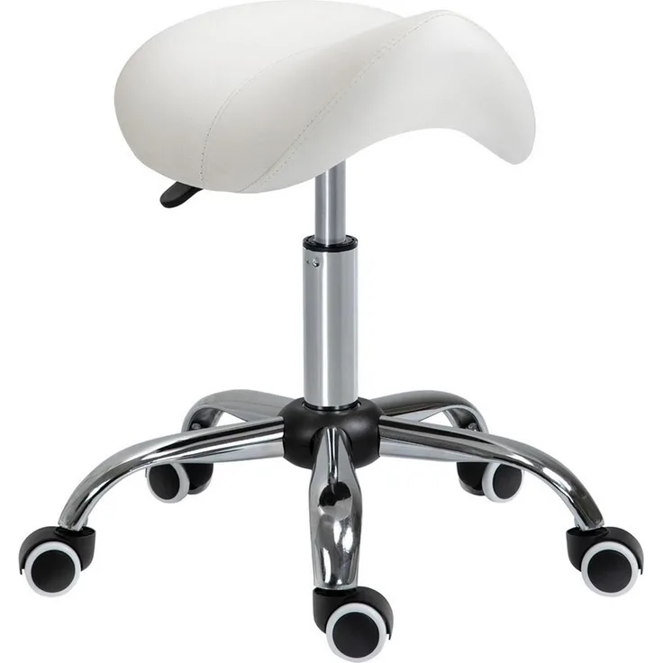 HOMCOM Rollsitz höhenverstellbarer Sattelhocker Drehstuhl Drehhocker (Kosmetikhocker, 1 St, Arbeitshocker), Weiß 52 x 53 x 49-61 cm