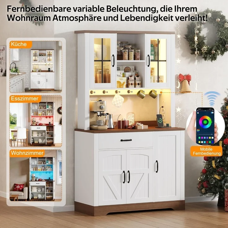 Kuchenschrank Sideboard mit LED Steckdosenleiste – Bild 5