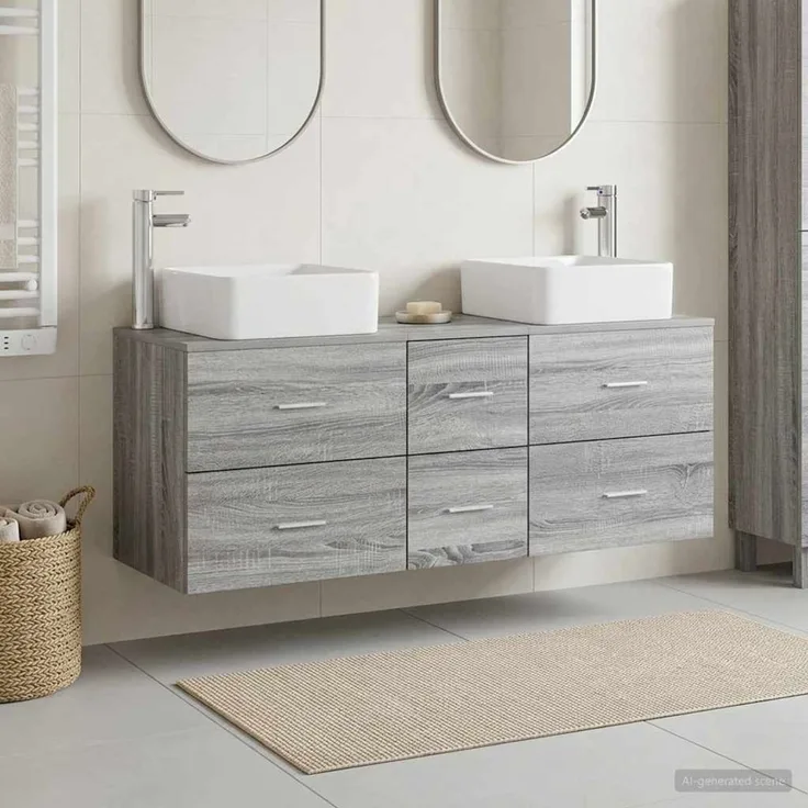 vidaXL Badezimmerschrank-Set 3 stk. Grau Sonoma 129 x 41 x 80 cm 3405832