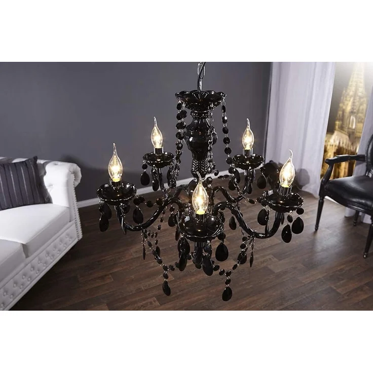 riess-ambiente Kronleuchter BLACK CRYSTAL 55cm schwarz, ohne Leuchtmittel, Hängelampe · Wohnzimmer · Acryl · Schlafzimmer · Barock Design – Bild 3