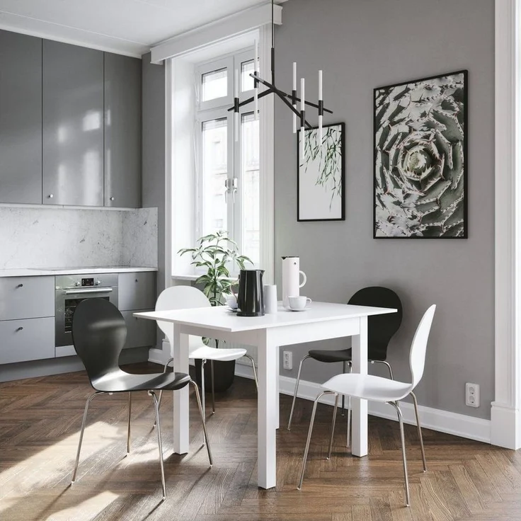 Newroom Esstisch Noa, ausziehbar inkl. 40cm Tischplatte Weiß Küchentisch Speisetisch – Bild 3