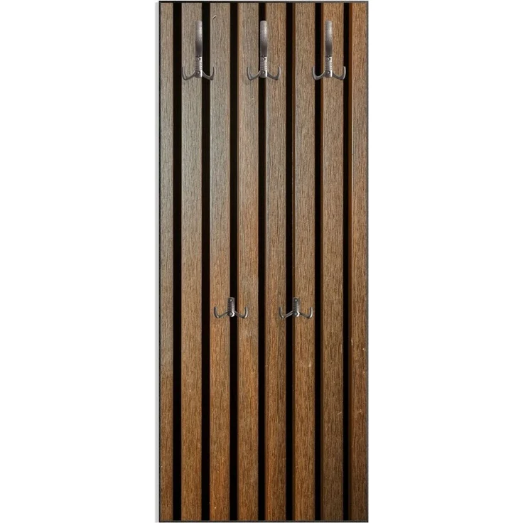 Wallario Garderobenpaneel Holzlamellen in Braun (1-teilig, inkl. Haken), 50x125cmHolz – Bild 1