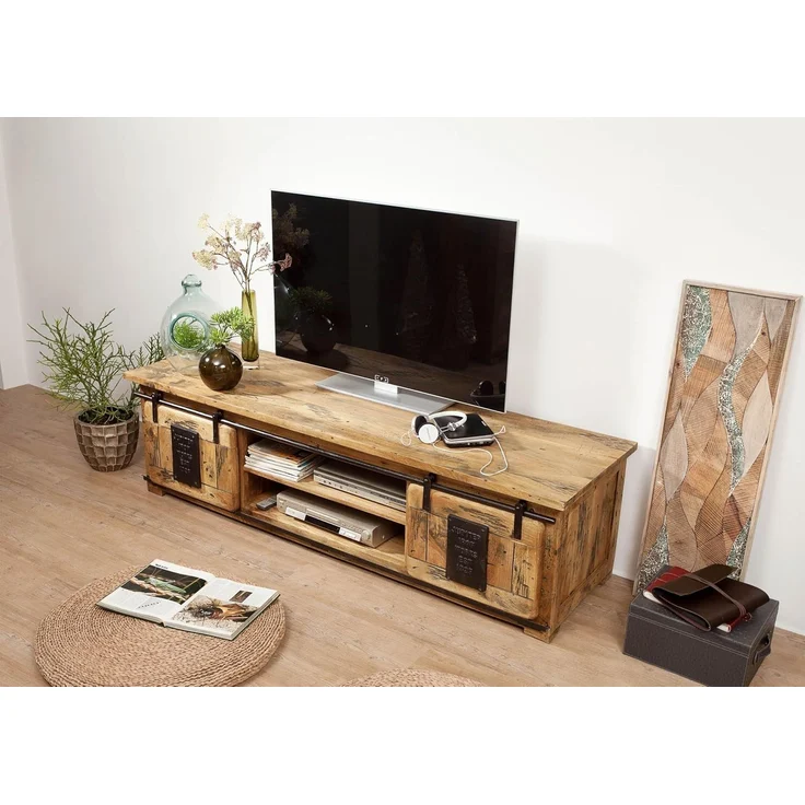 TV-Board Mango 180x55x50 natur lackiert RAILWAY #135 – Bild 2