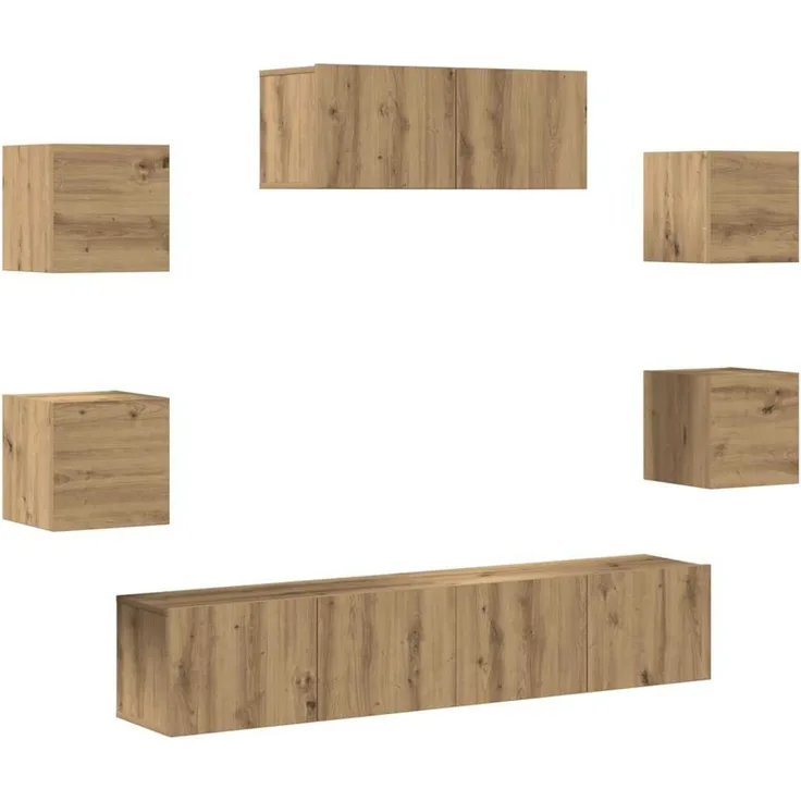 vidaXL 7-teiliges TV-Schrank-Set Wandmontage Artisan Eiche 3329208