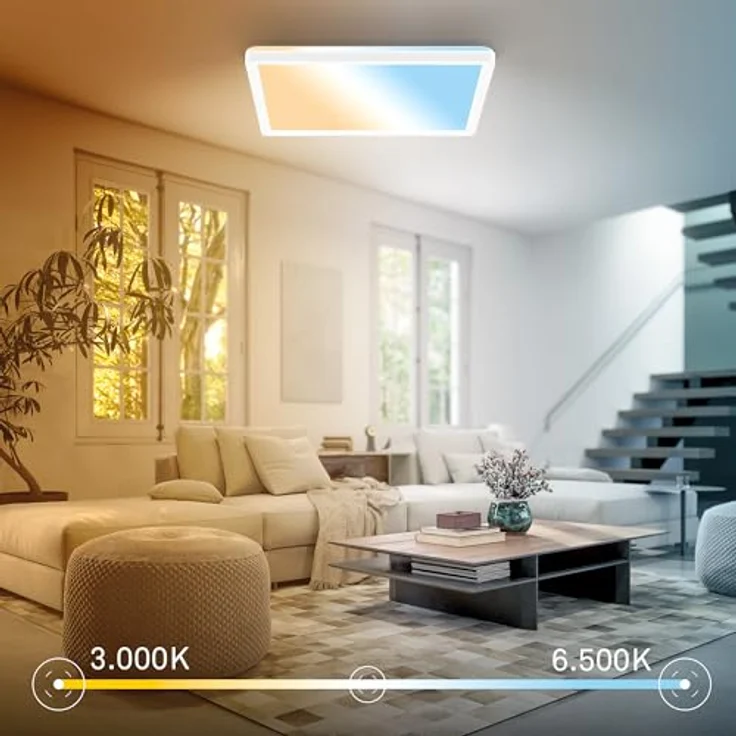 BRILONER - EEK A LED Panel Effizient mit 11W bei 2400lm, ca. 50.000h Licht, flach, CCT, indirektes Licht, LED Lampe, Deckenleuchte, Wohnzimmerlampe, Deckenlampe, Flur, 29,3 x 29,3 x 3 cm, Weiß – Bild 7