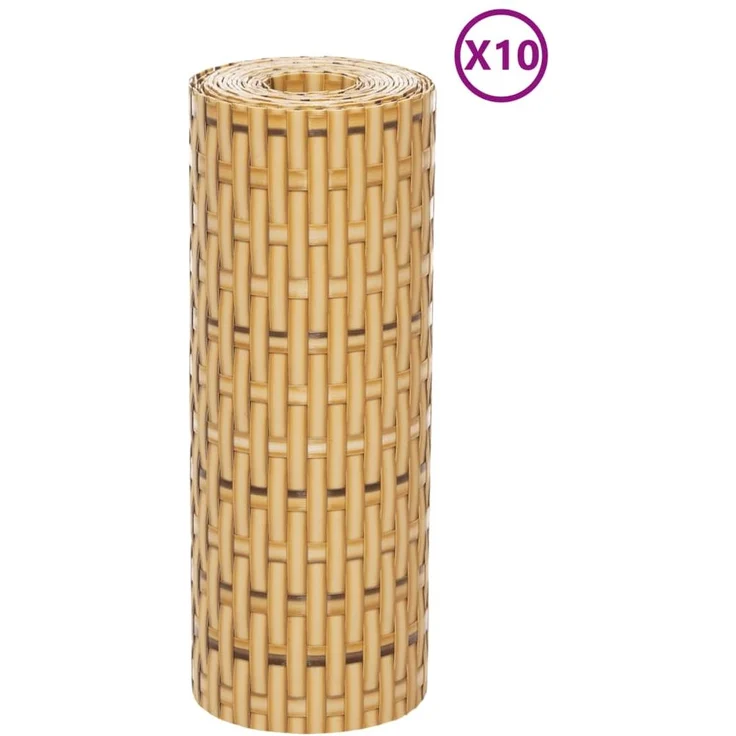 vidaXL Balkon-Sichtschutze 10 Stk. Hellbraun 255x19 cm Poly Rattan 156317 – Bild 2