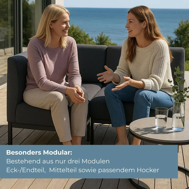 Kettler Lounge Gartenmöbel Ecksofa PURE CITY LINE Modular 3tlg Sunbrella Antr. – Bild 4