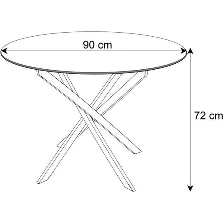 Lookway Esstisch BEIRA runde Platte, 90 cm aus Glas ohne Stühle (1 Tisch), Durchmesser: ø 90 cm – Bild 4