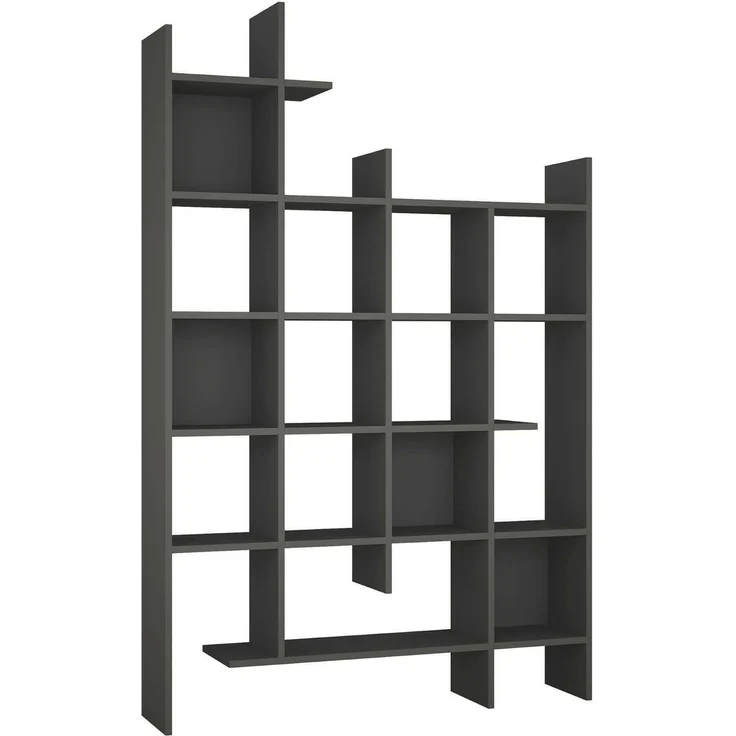 Dmora - Bücherregal Chertan, Büroregal, Mobiler Buchhalter, Bücherbrett, 122x26h188 cm, Anthrazit – Bild 4