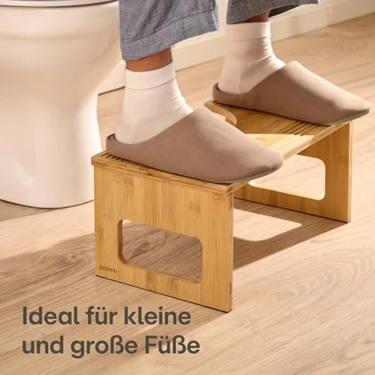 Praknu Fußhocker Klappbarer Toilettenhocker aus FSC® Bambus - Holz, Badezimmer – Bild 5