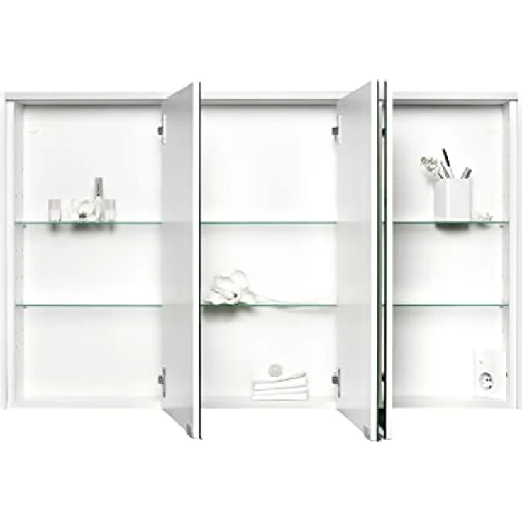 Sieper LED-Spiegelschrank KHX 120, 120 x 74 cm, Holzdekor Weiß, mit LED-Beleuchtung und Softclose-Türen – Bild 3